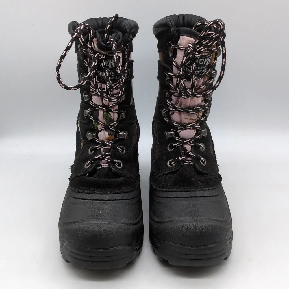 Ranger Boots Womens Black Camo 7 Insulated Snow Winter Shoe‎ Thermolite 0815